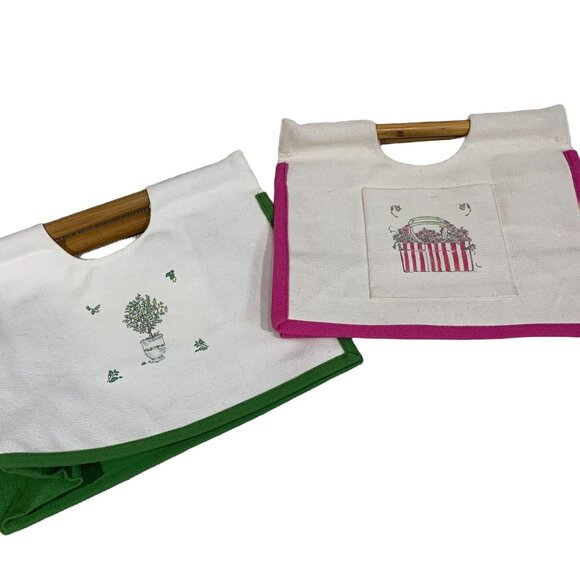 Scribbling Ink Sturdy Cotton Canvas Bamboo Handled Bags - Picture 1 of 8